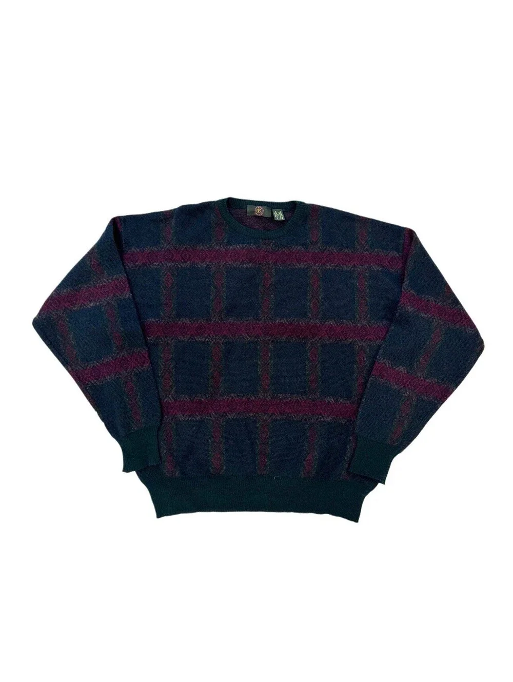 Club Room Merino Wool Sweater Men’s L Made in Italy Vintage Geometric Knit